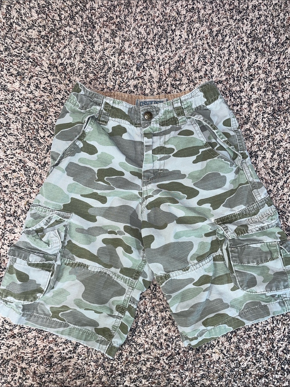 OshKosh B'gosh Boys' Green Camo Cargo Shorts Size 7 | GUC